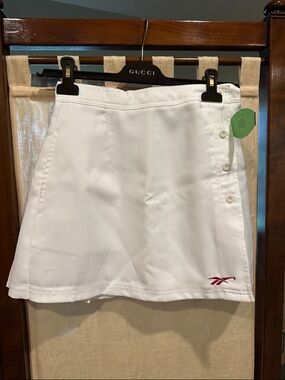 Reebok White Athletic Skort with Red Logo Accent
